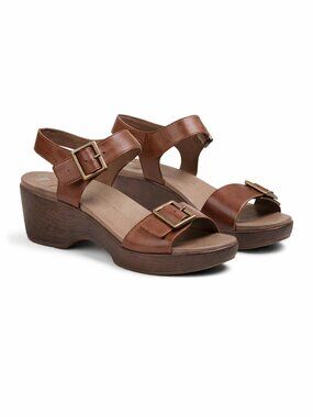 Dansko Jamey Leather Wedge Sandals Size 40 US 9.5-10 Brown Earthy Classic